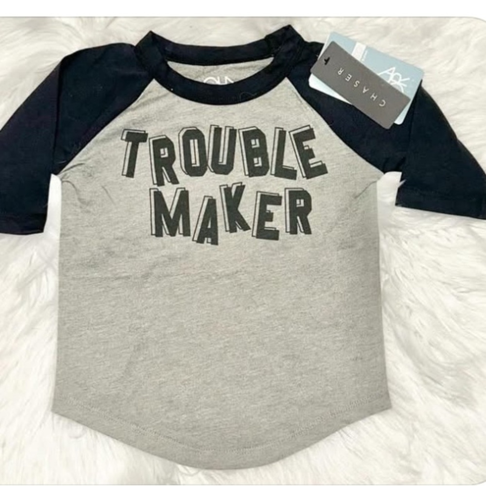 Chaser Kids Gray and Black 'Trouble Maker' Raglan Tee NWT 2T- 18/24 best